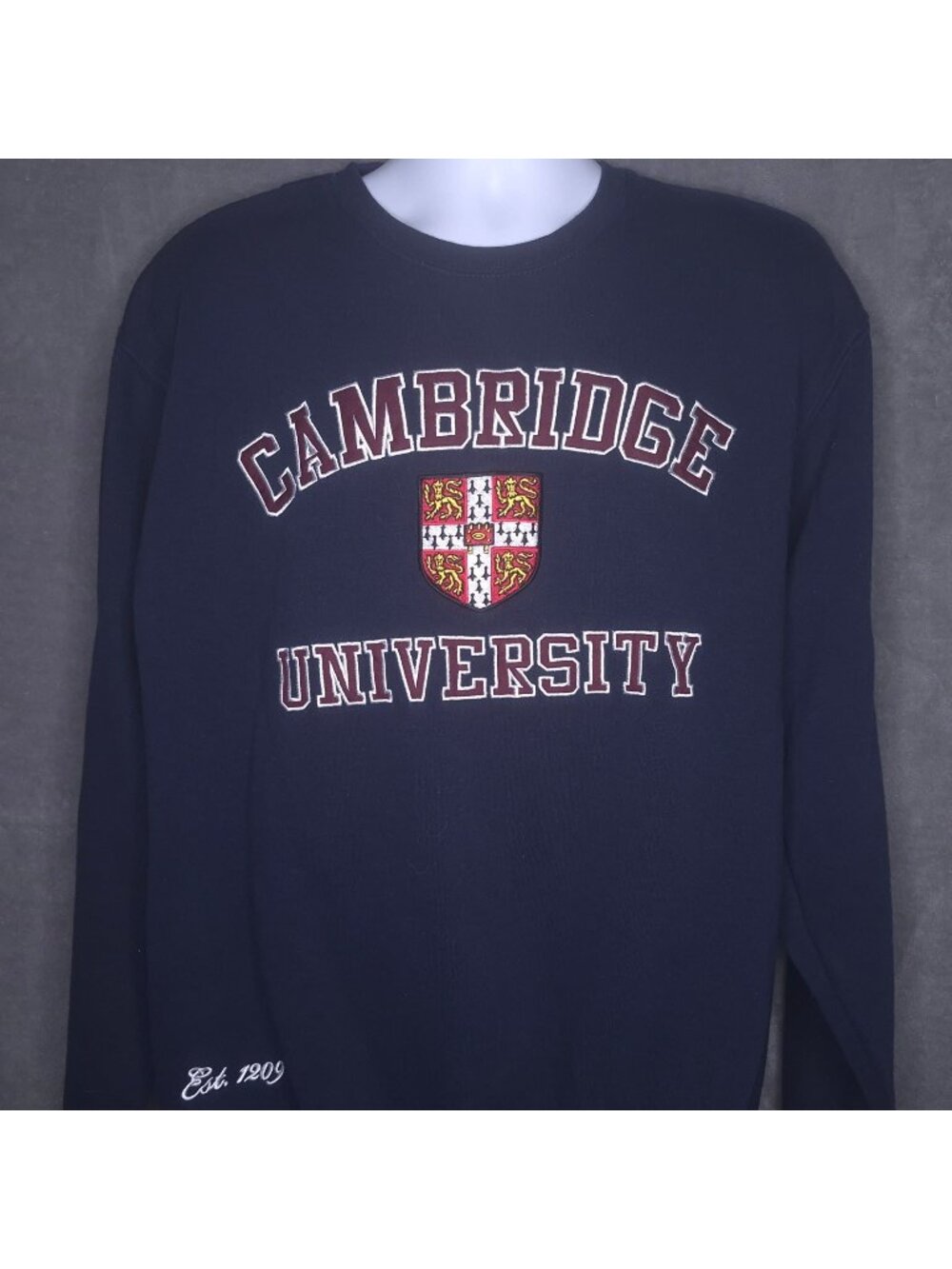 Cambridge University Navy Sweatshirt XXL Crew Neck Cotton Blend Long Sleeve